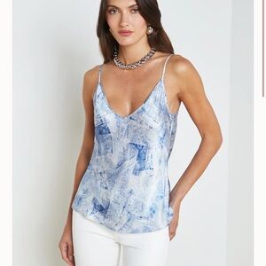 L'Agence Lexi Silk Camisole in Blue Multi
